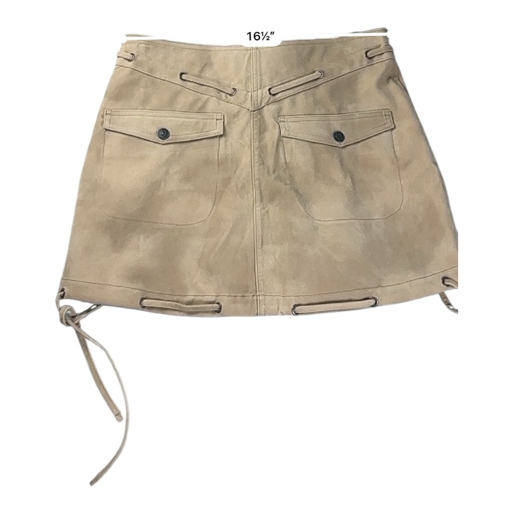 Free People Sierra Mini Skirt Women 10 Beige Suede Country Western Boho Festival - Picture 5 of 6